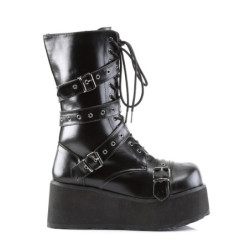 Vegan 8,5 cm TRASH205 men's boots platform with buckles black