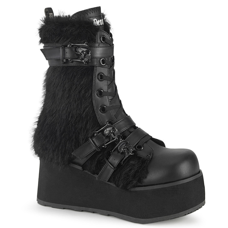 Vegan 8,5 cm TRASH218 men's boots platform with buckles black