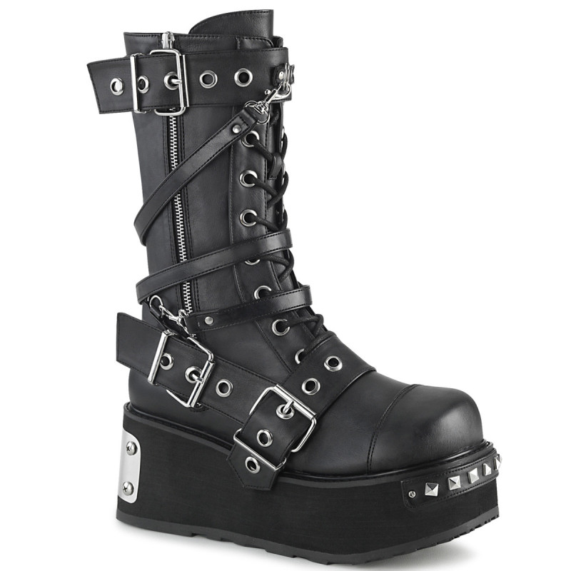 Vegan 8,5 cm TRASH250 men's boots platform with buckles black