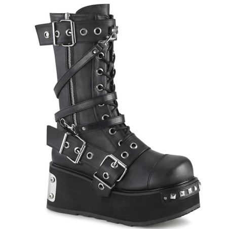 Vegan 8,5 cm TRASH250 men's boots platform with buckles black