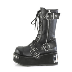 Vegan 8,5 cm TRASH250 men's boots platform with buckles black