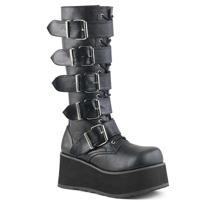 Vegan 8,5 cm TTRASH518 cyberpunk knee high men's boots platform black