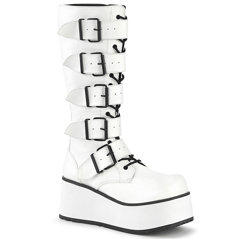 Vegan 8,5 cm TRASH518 cyberpunk knee high men's boots platform white