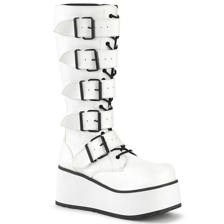 Vegan 8,5 cm TRASH518 cyberpunk knee high men's boots platform white