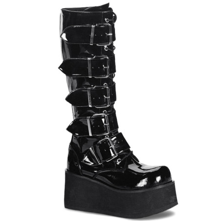 Patent 8,5 cm TTRASH518 cyberpunk knee high men's boots platform black