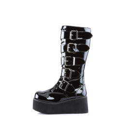 Patent 8,5 cm TTRASH518 cyberpunk knee high men's boots platform black