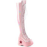 Ologramma 13 cm DYNAMITE-300 plateau zeppa stivali alti con tacco rosa