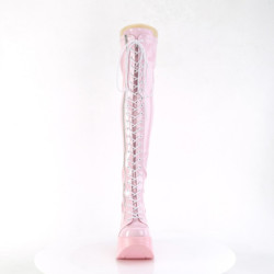 Hologram 13 cm DYNAMITE-300 Wedge Platform Thigh High Boots Rose