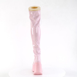 Ologramma 13 cm DYNAMITE-300 plateau zeppa stivali alti con tacco rosa