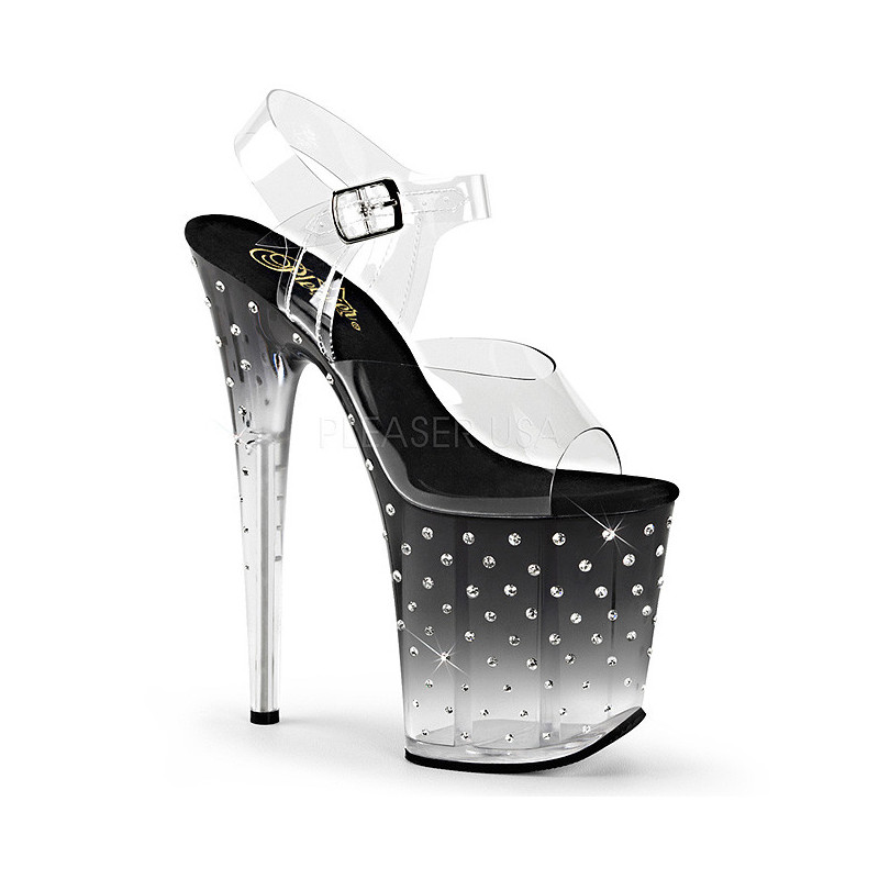 Black 20 cm STARDUST-808T Acrylic Platform High Heeled Sandal