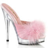 Leatherette 15 cm SULTRY-601F Rosa mules high heels feathers