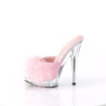 Leatherette 15 cm SULTRY-601F Rosa mules high heels feathers