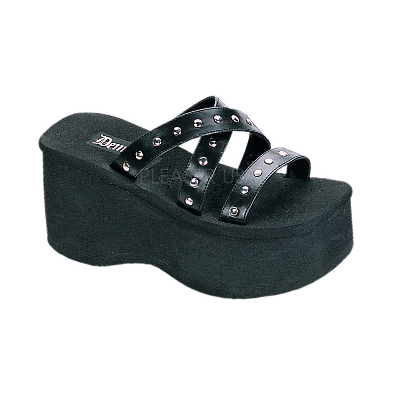 Nero 9 cm FUNN-19 Gotico Plateau Infradito Donna