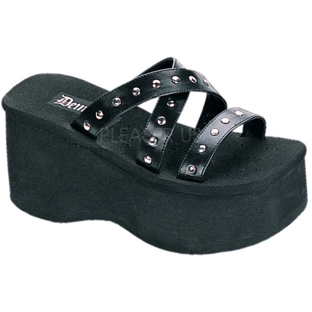 Nero 9 cm FUNN-19 Gotico Plateau Infradito Donna