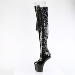 Verniciata 20 cm CRAZE-3050 Heelless overknee stivali pony alto pleaser neri