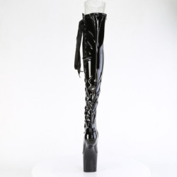Verniciata 20 cm CRAZE-3050 Heelless overknee stivali pony alto pleaser neri