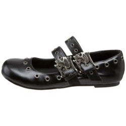 Nero DAISY-03 scarpe gotico ballerine tacco basso