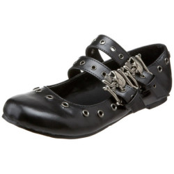 Black DAISY-03 gothic mary jane ballerina shoes flat heels