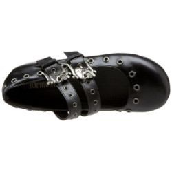 Nero DAISY-03 scarpe gotico ballerine tacco basso