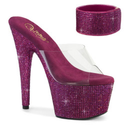 Pink 18 cm 712RS pleaser high heels ankle cuff rhinestone platform