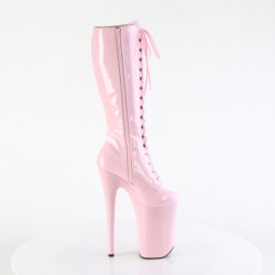 Patent boots 23 cm poledance lace up platform boots rose