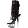 Black 15 cm DELIGHT-1017TF womens fringe ankle boots high heels