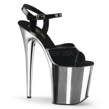 Black 20 cm FLAMINGO-809 High Heels Chrome Platform