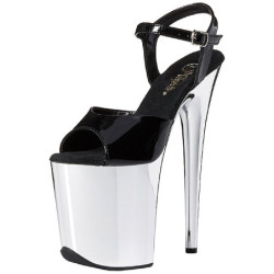 Black 20 cm FLAMINGO-809 High Heels Chrome Platform