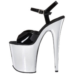 Black 20 cm FLAMINGO-809 High Heels Chrome Platform