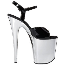 Black 20 cm FLAMINGO-809 High Heels Chrome Platform