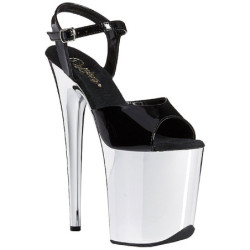 Black 20 cm FLAMINGO-809 High Heels Chrome Platform
