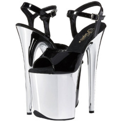Black 20 cm FLAMINGO-809 High Heels Chrome Platform