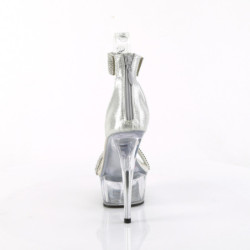 Argento 15 cm DELIGHT-641 Sandali piattaforma con cinturini alla caviglia