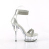 Silver 15 cm DELIGHT-641 pleaser high heels ankle straps