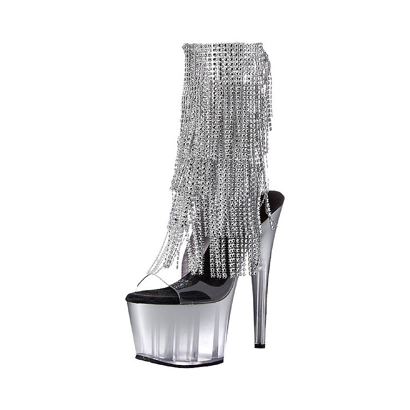 Silver 18 cm ADORE-1017RSFT womens fringe ankle boots high heels