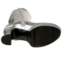 Silver platform boots patent 10 cm - 70s years abba disco chunky kneeboots
