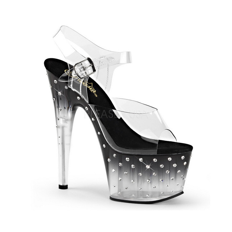 Black 18 cm STARDUST-708T Acrylic Platform High Heeled Sandal