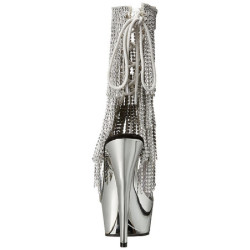 Silver 15 cm DELIGHT-1017RSF womens fringe ankle boots high heels