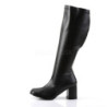 Black Leatherette 7,5 cm GOGO-300WC knee high women's boots wide calf