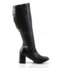 Black Leatherette 7,5 cm GOGO-300WC knee high women's boots wide calf