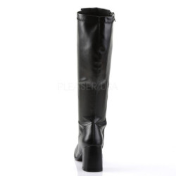 Black Leatherette 7,5 cm GOGO-300WC knee high women's boots wide calf