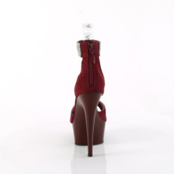 Burgundy 15 cm DELIGHT-625 pleaser high heels ankle straps