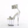 Silver 20 cm FLAMINGO-827RS transparent platform ankle straps high heels