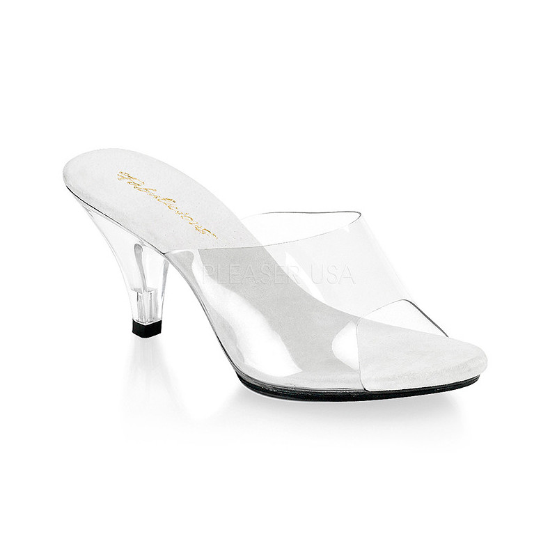 Bianco Trasparente 8 cm BELLE-301 Ciabattina Tacchi Alti