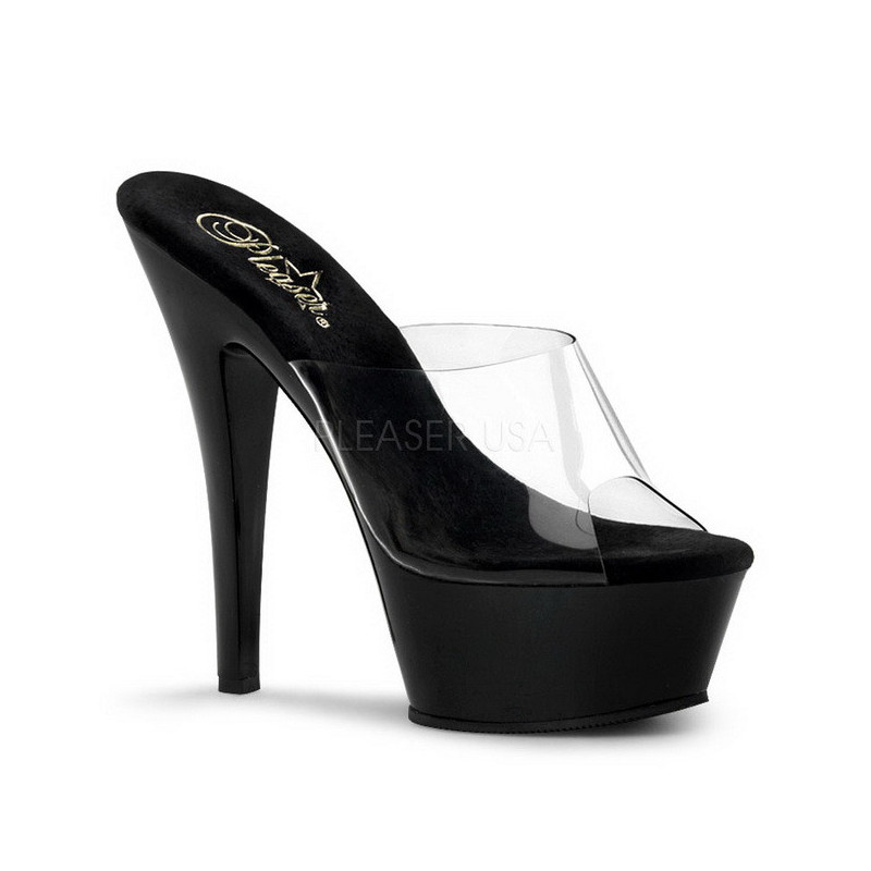 Black Transparent 15,5 cm KISS-201 Platform High Mules