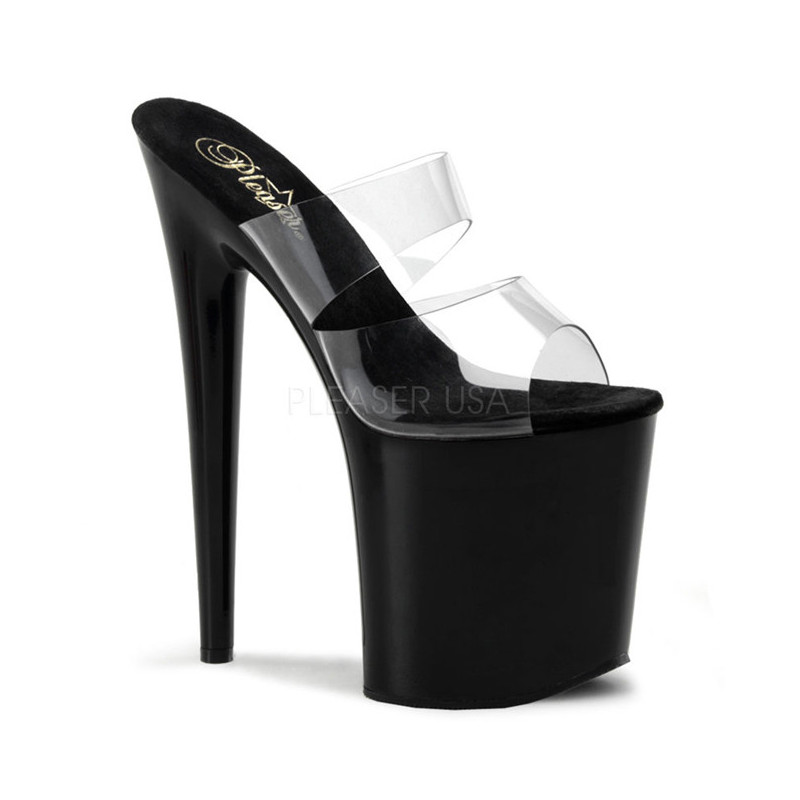 Nero 20 cm FLAMINGO-802 Pantofole Tacco Alto Donna