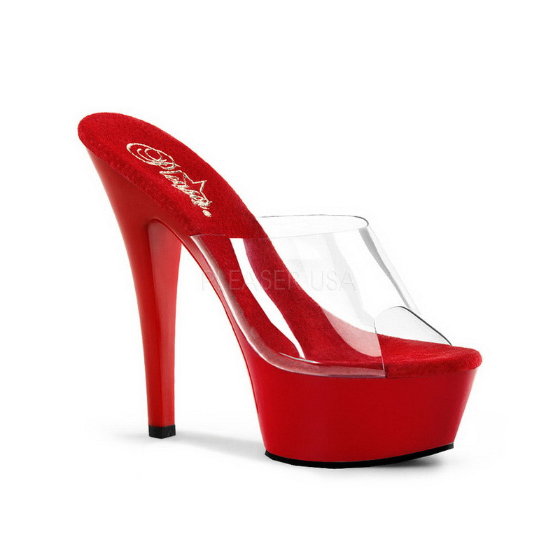 Red Transparent 15,5 cm KISS-201 Platform High Mules