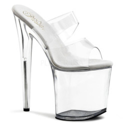Transparent 20 cm FLAMINGO-802 Platform High Heel Mules