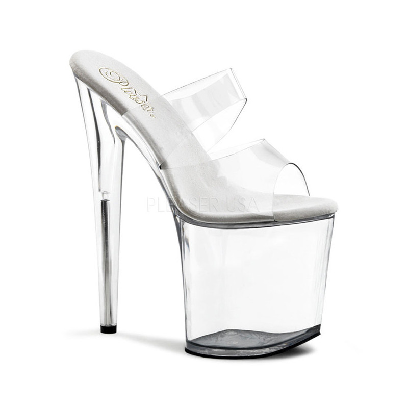Transparent 20 cm FLAMINGO-802 Platform High Heel Mules