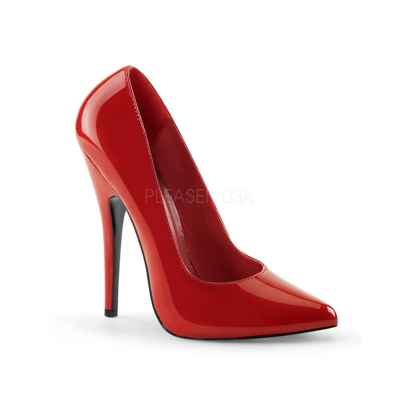 Red Shiny 15 cm DOMINA-420 Pumps High Heels for Men